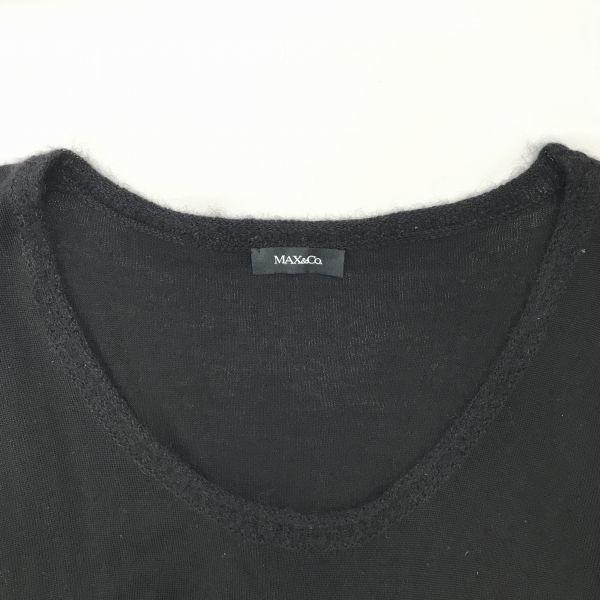 Max & Co Knit Dress Ribbon Waist Long Sleeve Knee Length Black L(USED)