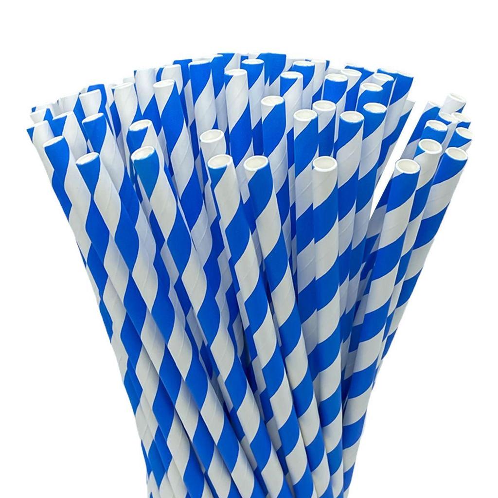 25-Pack Striped Biodegradable Paper Straws for Milk Tea and Beverages