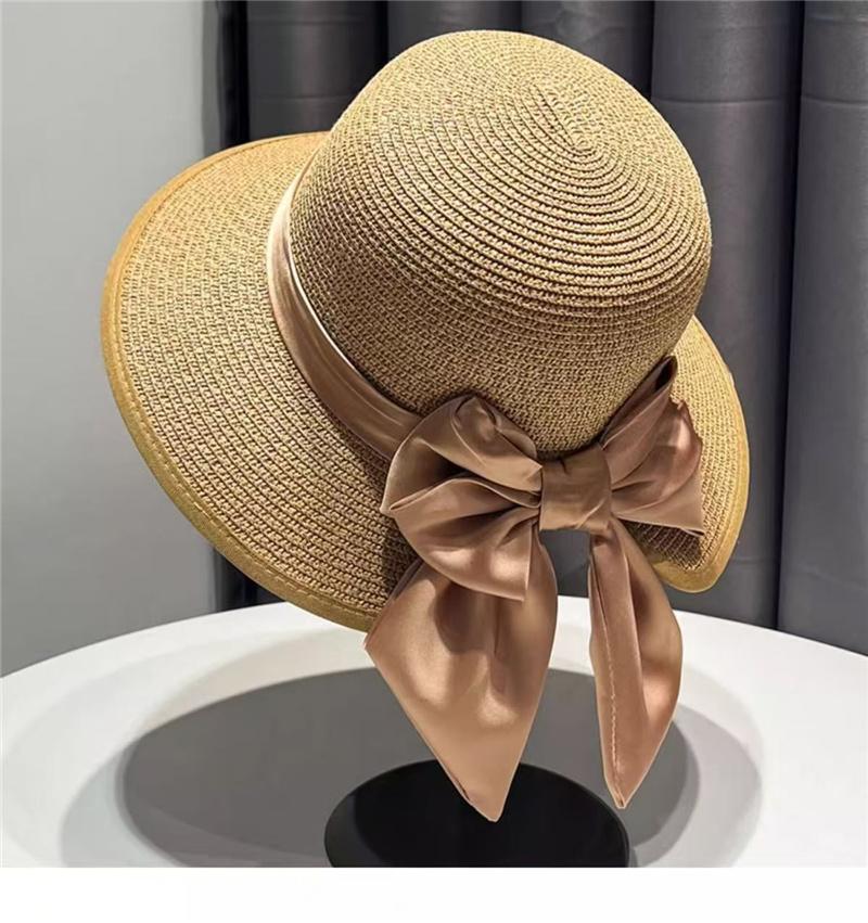 Panama Beach Summer Hat Bowknot Sun Hat Summer Breathable Wide BrimBeach Cap UV Protection Casual Straw Hat ForWomen