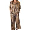 Zweiteiliges Set für Damen in Übergröße, Sommer, lässig, Rundhalsausschnitt, Kurzarm, Oberteil, weites Bein, Hose, Set, lockeres Outfit für Frühling, Sommer, Herbst
