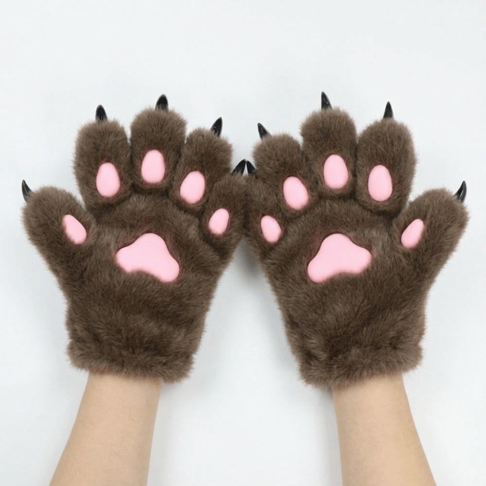 Furry Plush Cat Paw Gloves Wolf Puppy Animal Claw Mittens Cute Cosplay Costume Gloves  Party