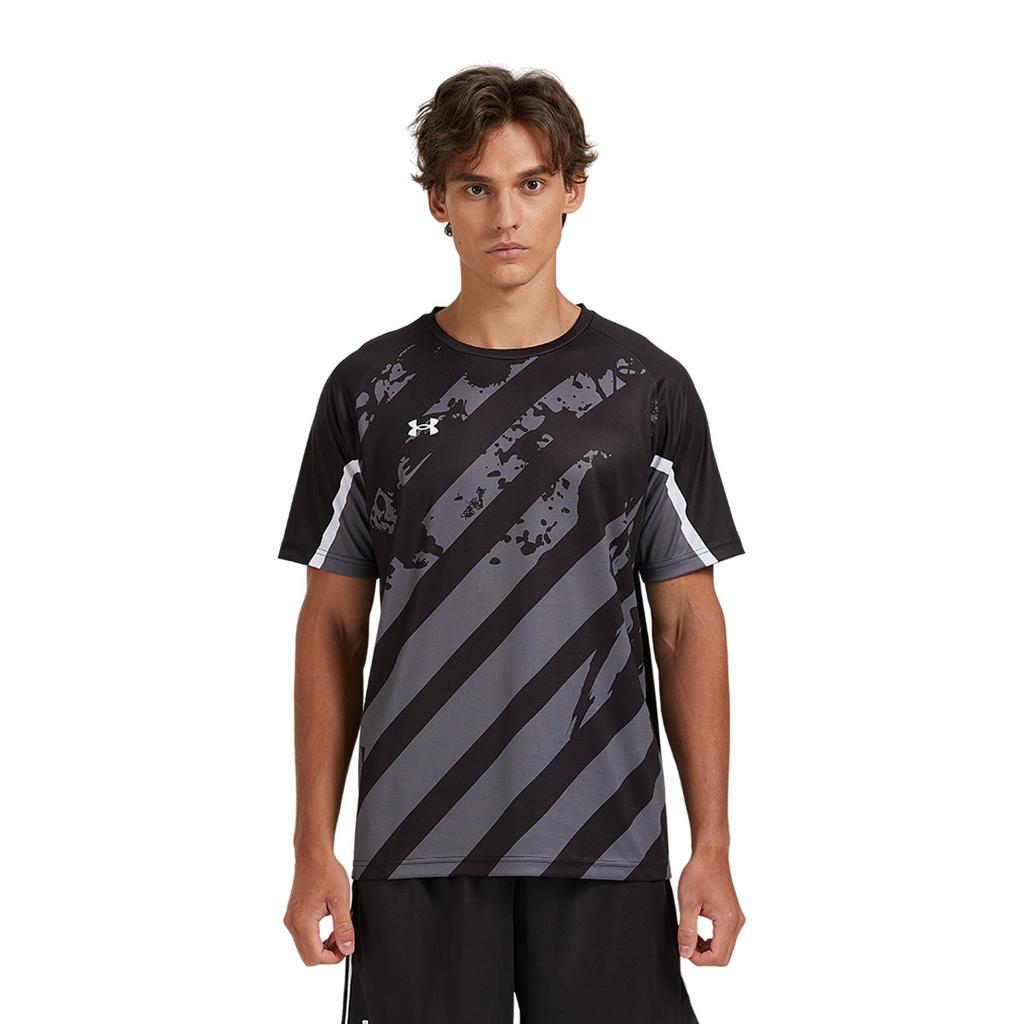 Under Armour Casual Running Striped Crew Neck T-Shirt And Mid-Waist Drawstring Comfortable Loose Shorts Sports Set 24500504-001+24500204-001