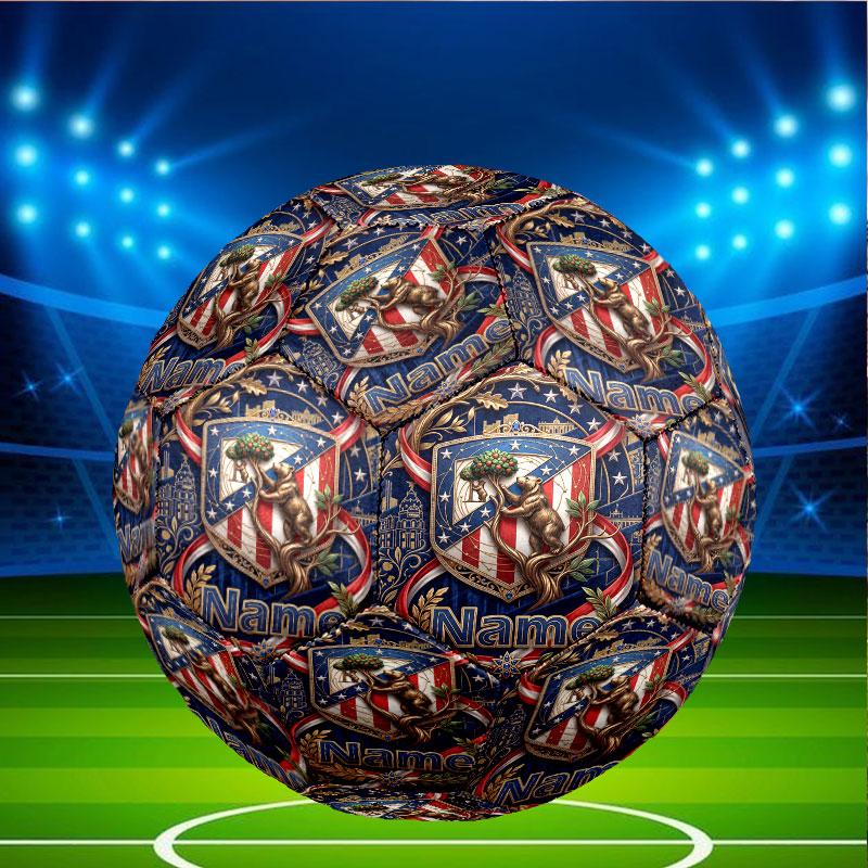 Custom Name Personalized Atletico Madrid Print Size 5 Soccer Ball Training & Match Football, for Team, Kicking, Gift for Football Enthusiasts