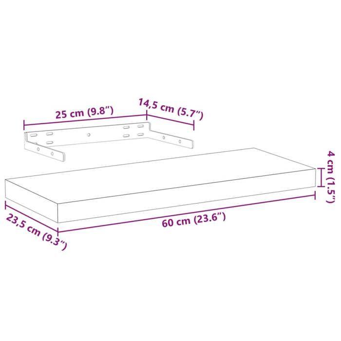 VidaXL Étagères flottantes 2 pcs 60x23,5x4 cm bois d'ingénierie, étagère murale, planche d'étagère, étagère murale de salle 4010689