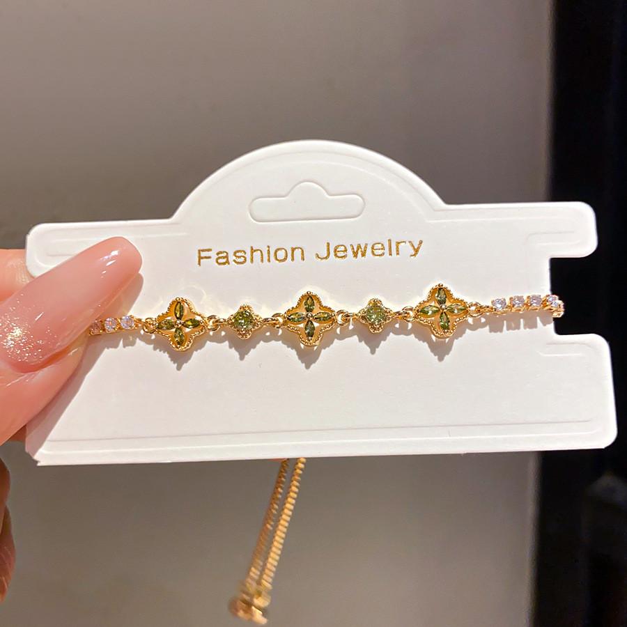 Gold Electroplated Zircon Flower Jewelry For Women Stylish Office Accessory