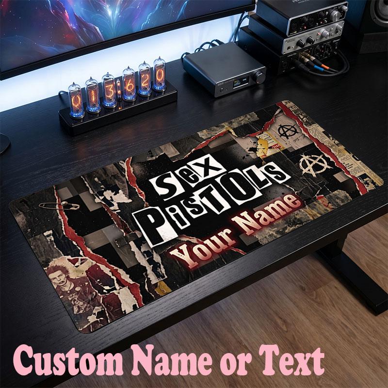 Sex Pistols Customized Name Text Mouse Pad, Large Desk Mouse Mat Personalized Home Office Present