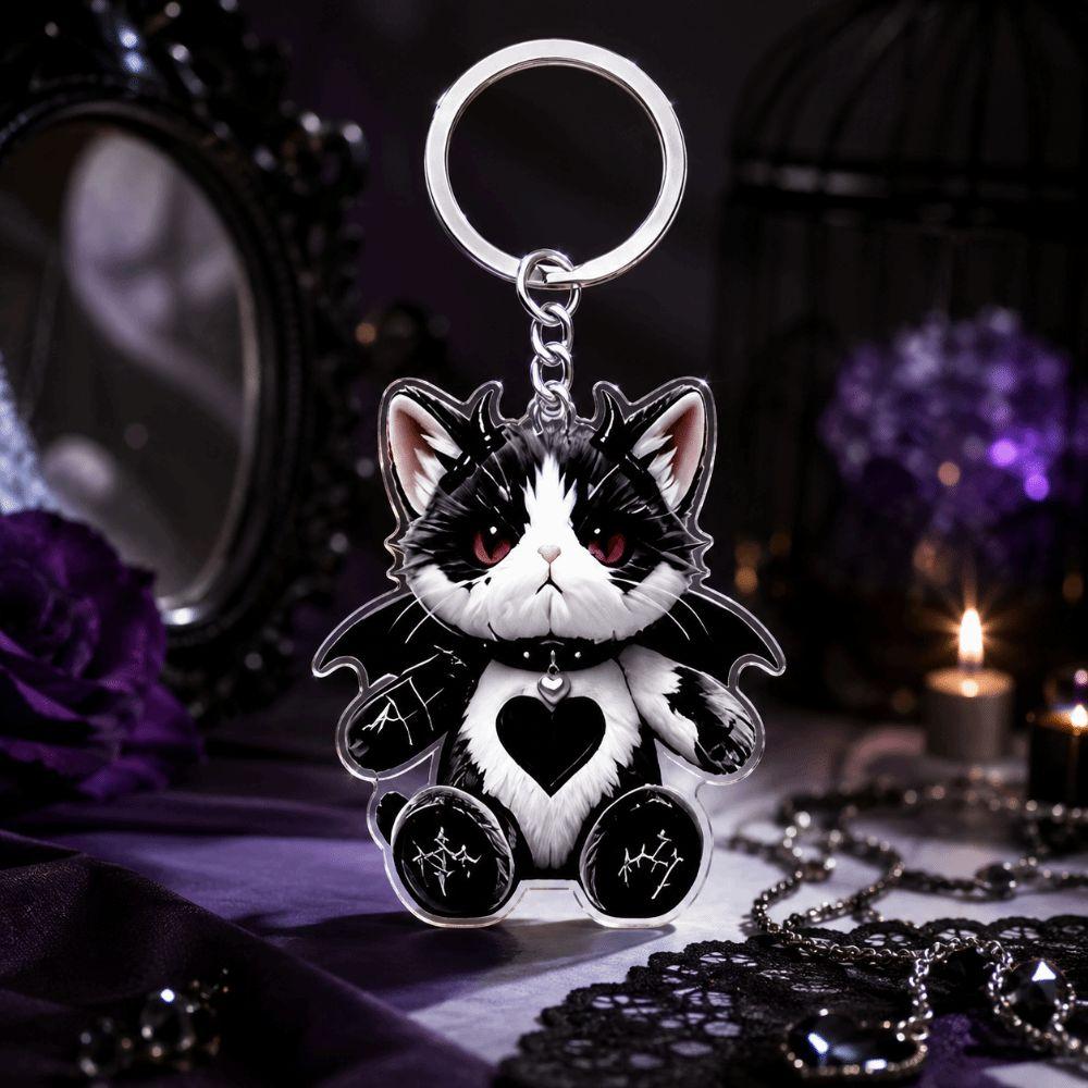 Acrylic Material Cat Keychain Wounded Cat Style Bag Charm Ornament Halloween Accessories