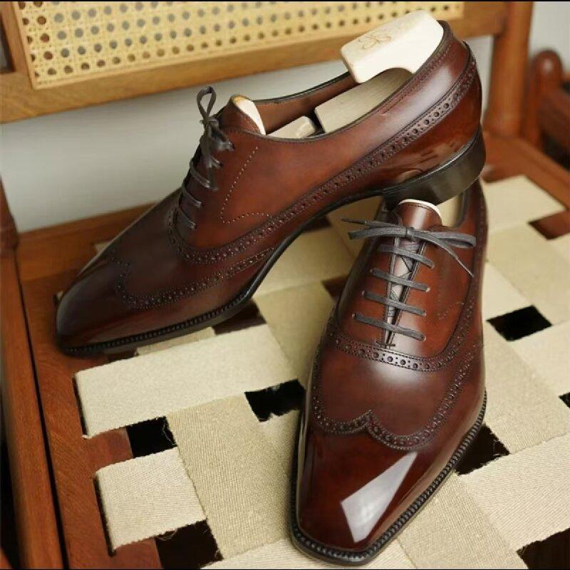 Fashion Size 38-48 Classic Men Business Dress Shoes Men Casual Comfortable Fashion Leather Shoes Men Gentleman Banquet Brand Derby Shoes