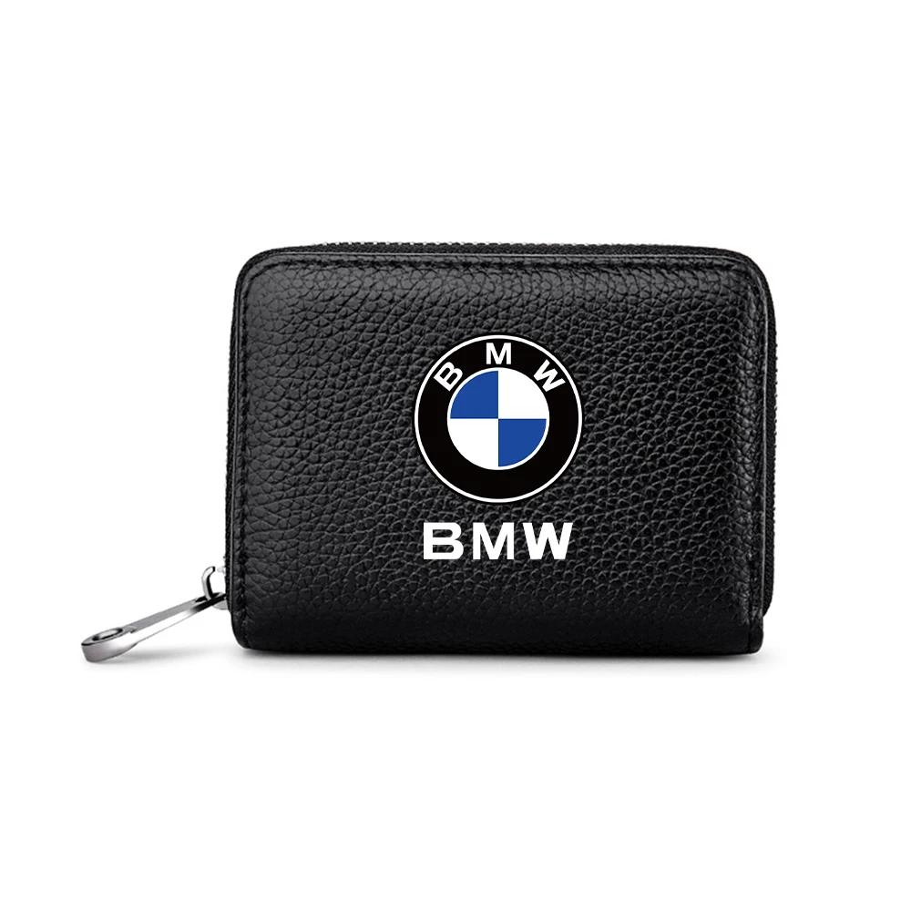 BAAZ2 Car Sticker For BMW For BMW PU Leather Men Women Card Holder Small Zipper Wallet Solid Coin Purse Accordion Design rfid ID Busin