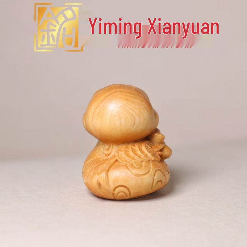 Cypress Wood Chubby Snake Ornament - Zodiac Snake Handheld Decoration