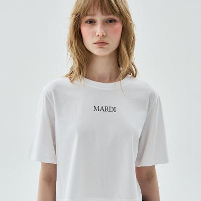 [mardimercredi] Cropped Basic T-shirt Mardi Serif Logo_White