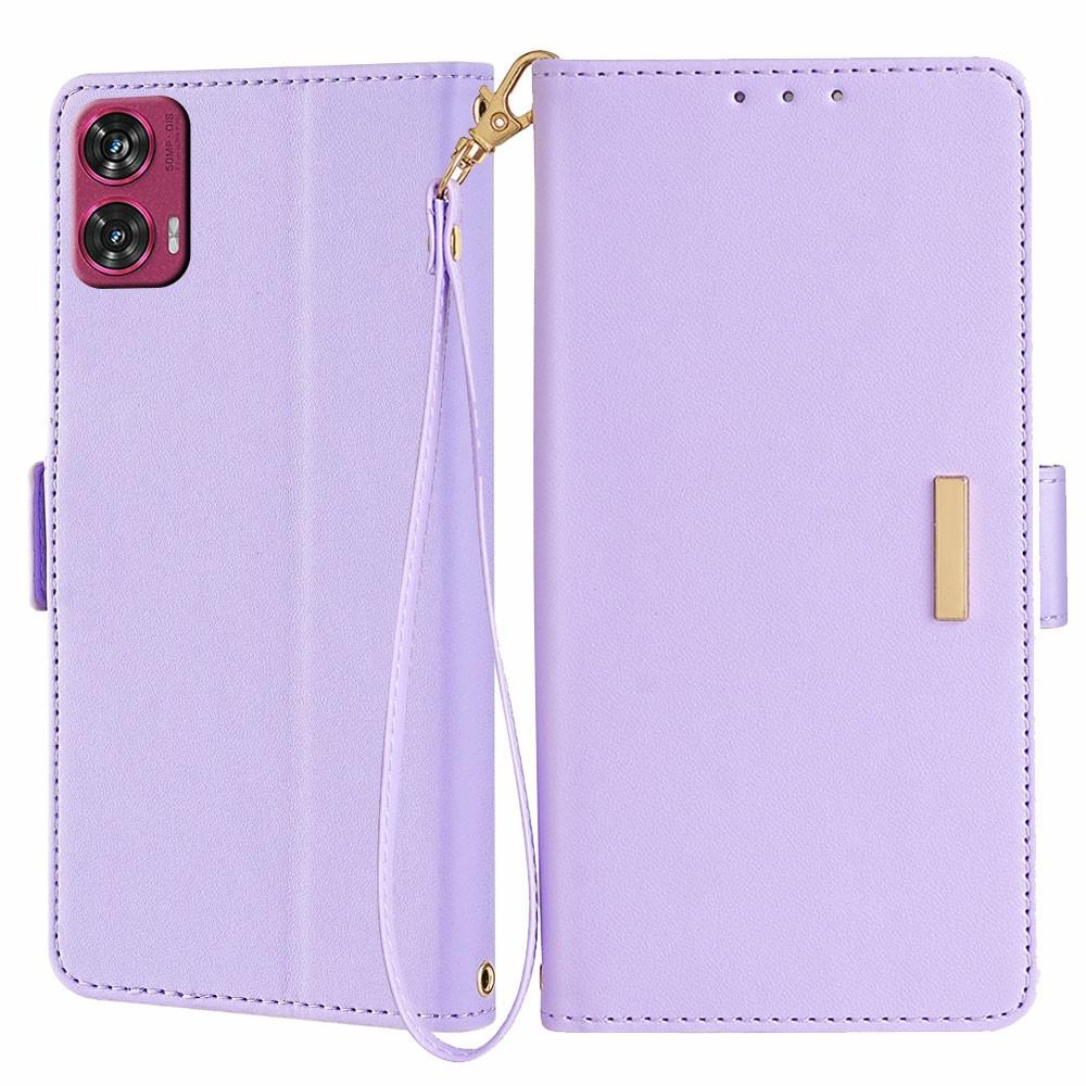 

For Motorola Edge 50 Fusion 5G Leather Wallet Case RFID Blocking Stand Cover with Hand Strap B
