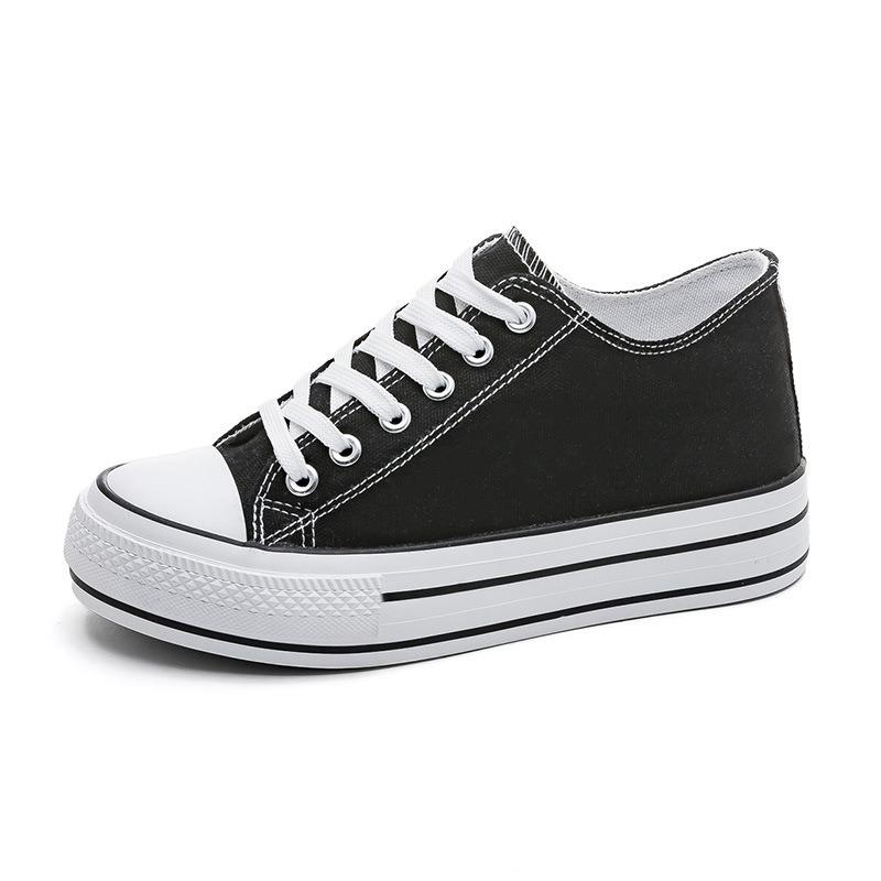 Spring new thick-soled inner height-increasing canvas shoes women's retro versatile classic little white shoes cloth shoes college style muffin shoes