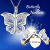 Women Necklace Butterfly Open Heart Rhinestone Women Pendant for Gift