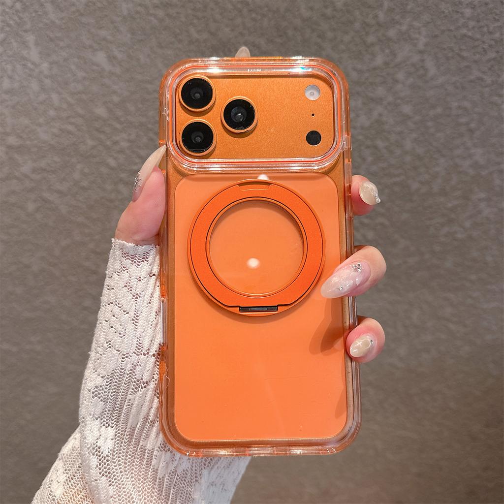 Acrylic ice crystal rotating bracket, mobile phone case, Apple 18promax high transparency all-inclusive anti-skid, suitable for iPhone17.