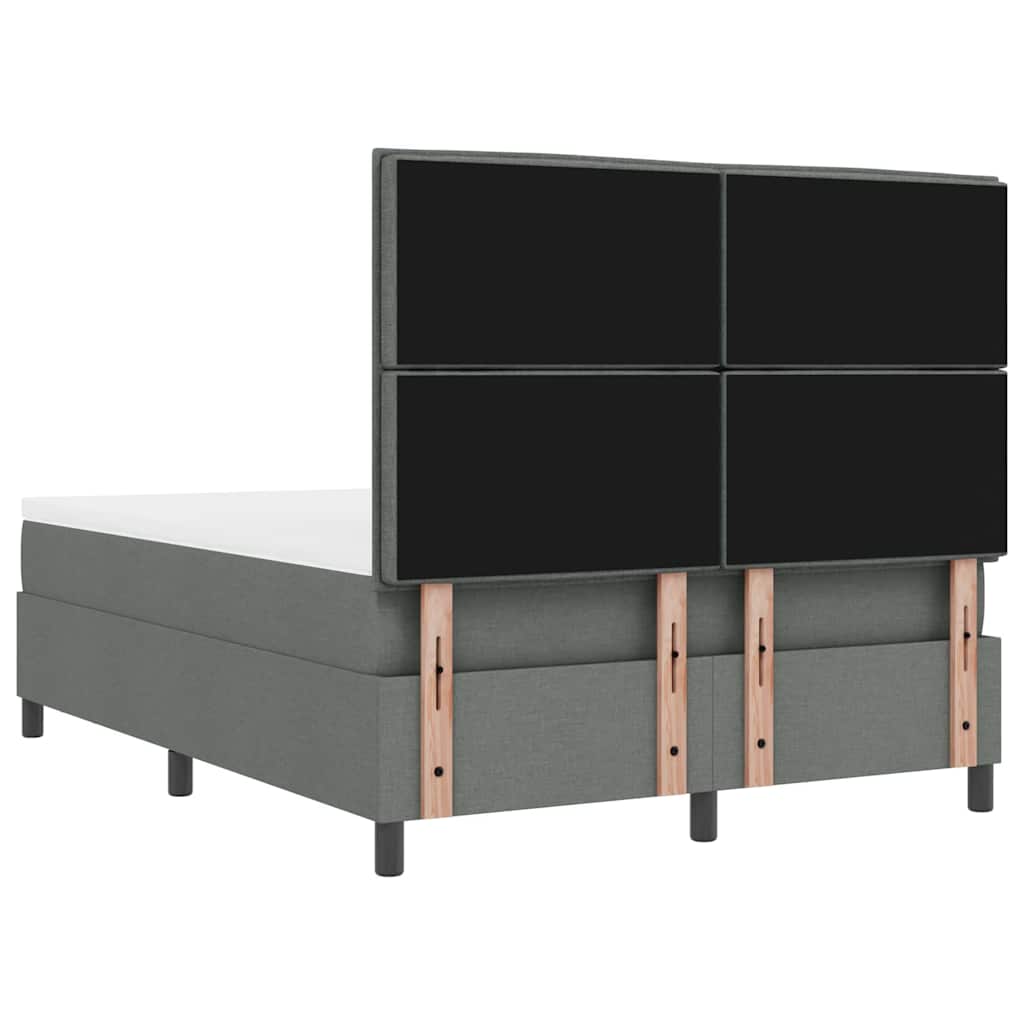 Box Spring Bed with Pillow Dark Gray 140 x 190 cm Fabric