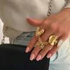 Stainless Steel Exquisite Butterfly Heart Finger Ring for Women Personality Irregular Round Ring Waterproof Versatile Jewelry