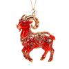 Gifts 2D Flat Goat Hanging Ornament Shining Artificial Rhinestone Goat Pendant Acrylic Simulation Keychain Holiday Party Decor