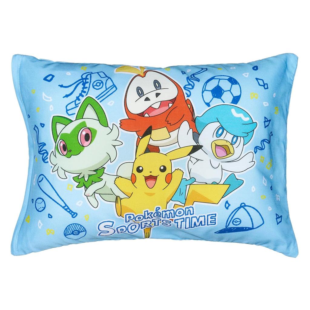 MORIPiLO Childrens Pillow Pokémon Pikachu Sports Time Blue Approximately 28x39cm Gentle On Skin 100 Cotton Cover Washable Plush Cushion Character