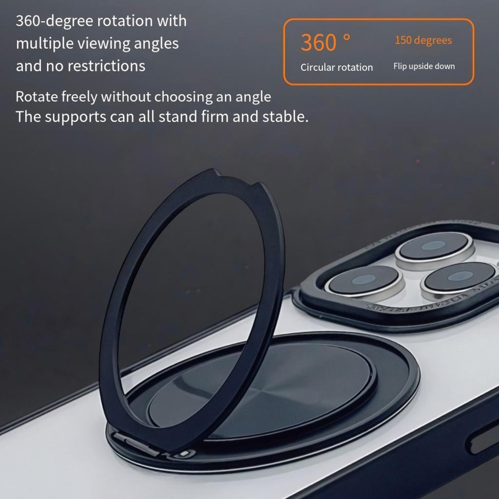 For iPhone 16 Pro Magnetic Case Acrylic TPU Phone Back Cover with Kickstand