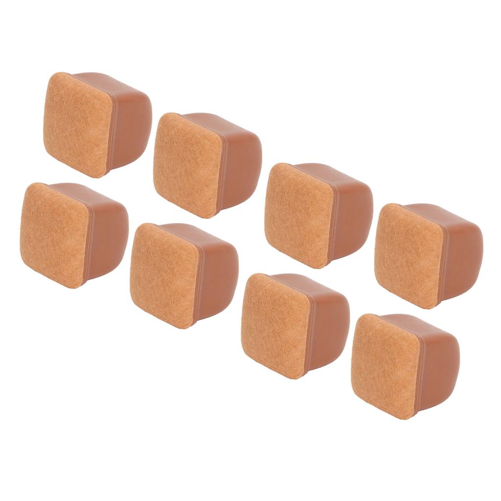 8 Stück Stuhlbeinkappen Hockerfußpolster Tischbeinschutz Stumm Verdickt Braun Quadratisch L