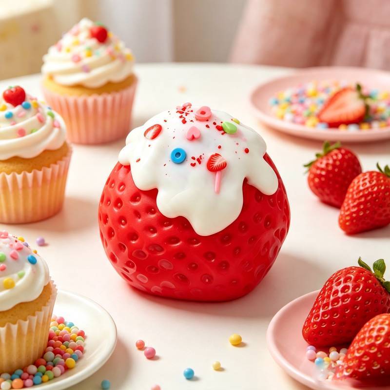 Food Grade Silicone Strawberry Stress Relief Toy For Kids And Adults
