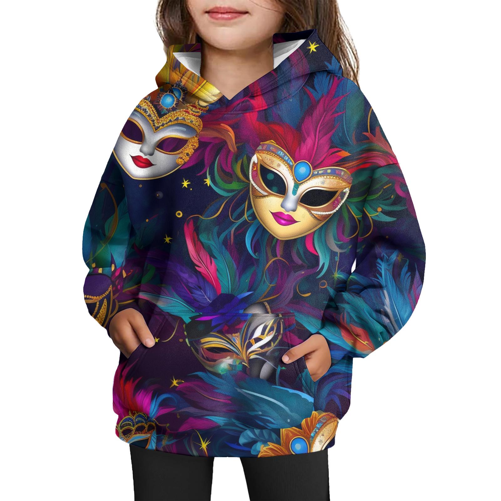 

Girls Hooded Tie- Sweatshirt - Pullover Print Top Carnival Day 160