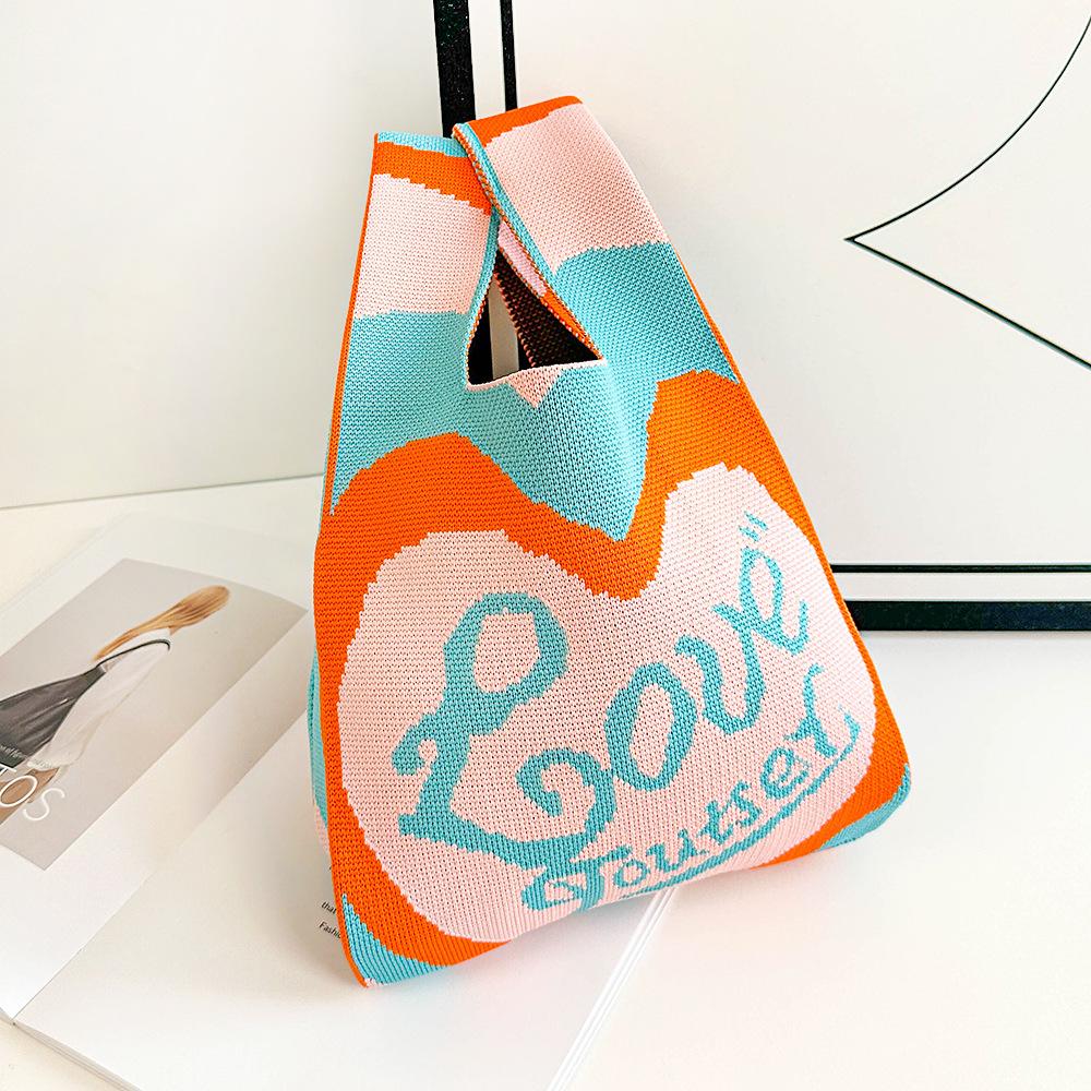 Large Capacity Knitted Bag Women'S Knitted Handbag Tote Bag Portable Storage For Outdoor Use Soft Woven Versatile And Cute Bag