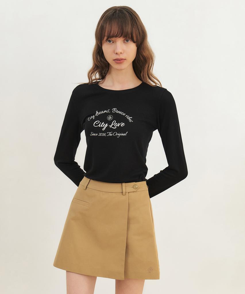 City Breeze Wrap Mini Skirt_Beige
