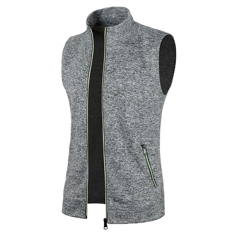 

Autumn/Winter New Men s Zipper Vest Fleece Knit Slim Fit Cardigan 3XL світло-сірого кольору