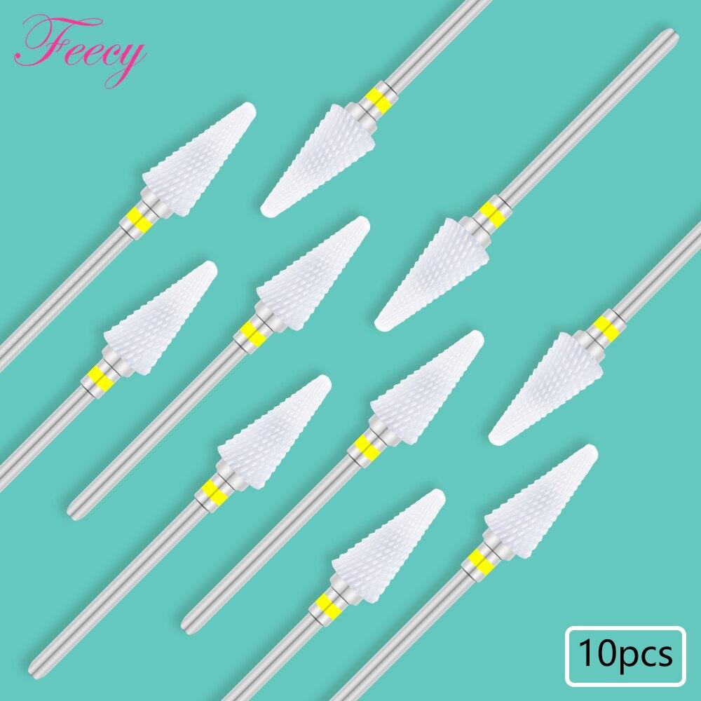 10PCS Milling Cutter For Manicure Set Ceramic Nail Drill Bits Cutters for Removing Gel Varnish Manicure Machine Accessories Mill