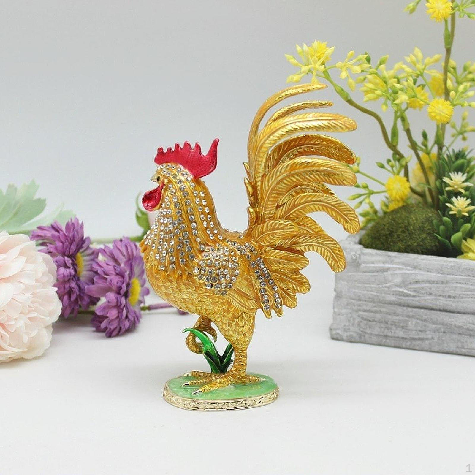 

Шкатулка для украшений Статуэтка петуха Украшение Фигурка Подарки Портативный держатель Органайзер Хранение Gold