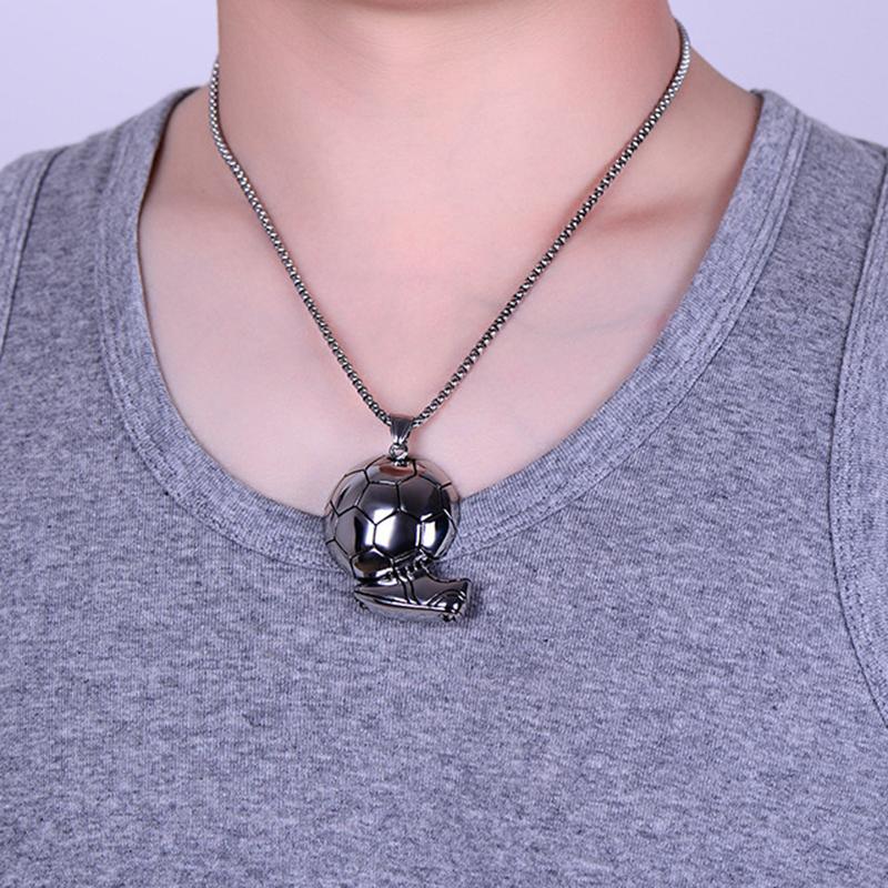 Sports Style Shoe Football Pendant Necklace Man Boys Vintage Copper Color Stainless Steel Chain Fashion Hip Hop Punk Jewelry