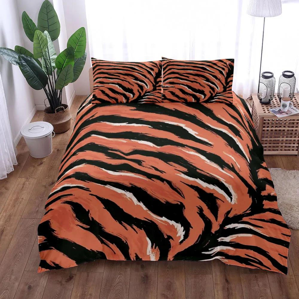 Tiger Pattern Print Duvet Cover Set UK Single Double Queen US Twin Full King Size Among Bed Linen Set