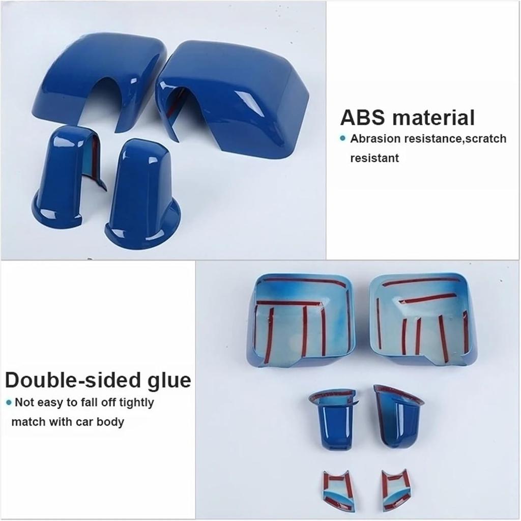 ABS Car Rear Rearview Mirror Shell Base Decoration Cover Compatible For Jeep Wrangler JK 2007-2017 Exterior Accessories(Carbon Fiber Grain)