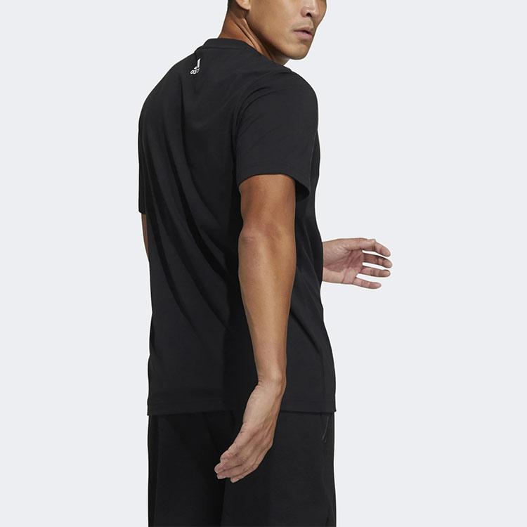 Adidas Logo Print Sports Crew Neck Short Sleeve T-Shirt Men Tops Black GP0969