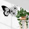 Black Metal Butterfly Flower Wall Art, Textured Steel Decor