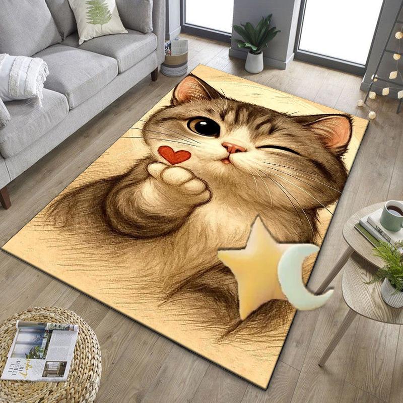 Black Cat In Sunflower Town Office Rug Chair Mat, Game Carpet, Suitable for Front Door, Bedroom, Living Room, Desk, Holiday Gift