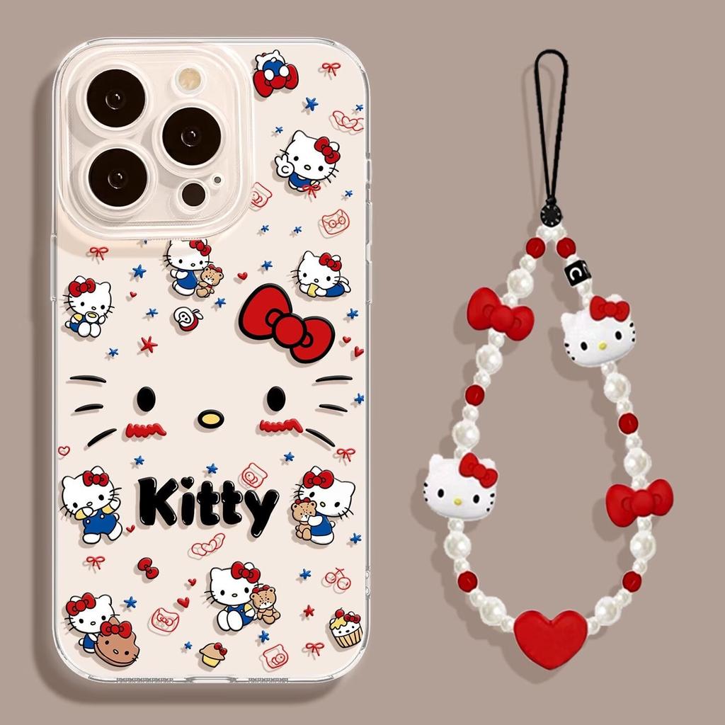Hello Kitty Chain Transparent Case For Xiaomi Redmi Note 15 Pro 15C 5G 14C Note 14 13 12 Pro Plus 13C 12C A5 5G 4G INS Casing