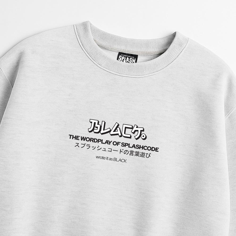 Seupeullaesikodeu Heavy Crew Neck Sweatshirt Melange White - Black