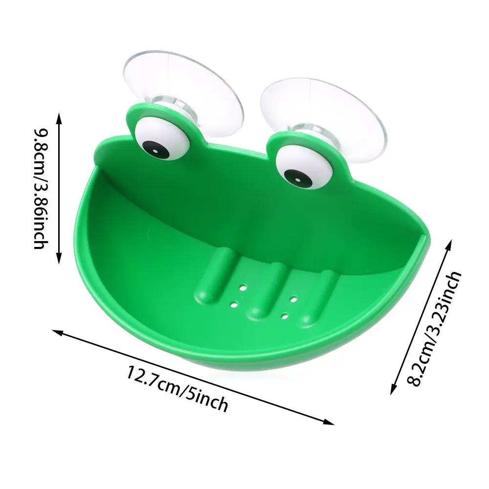 Hanging Shelf Wall Mounted Drain Tray Holder Leaking Water Drain Rack Storage Box Cartoon Sucker Soap Dish Frog Soap Holder