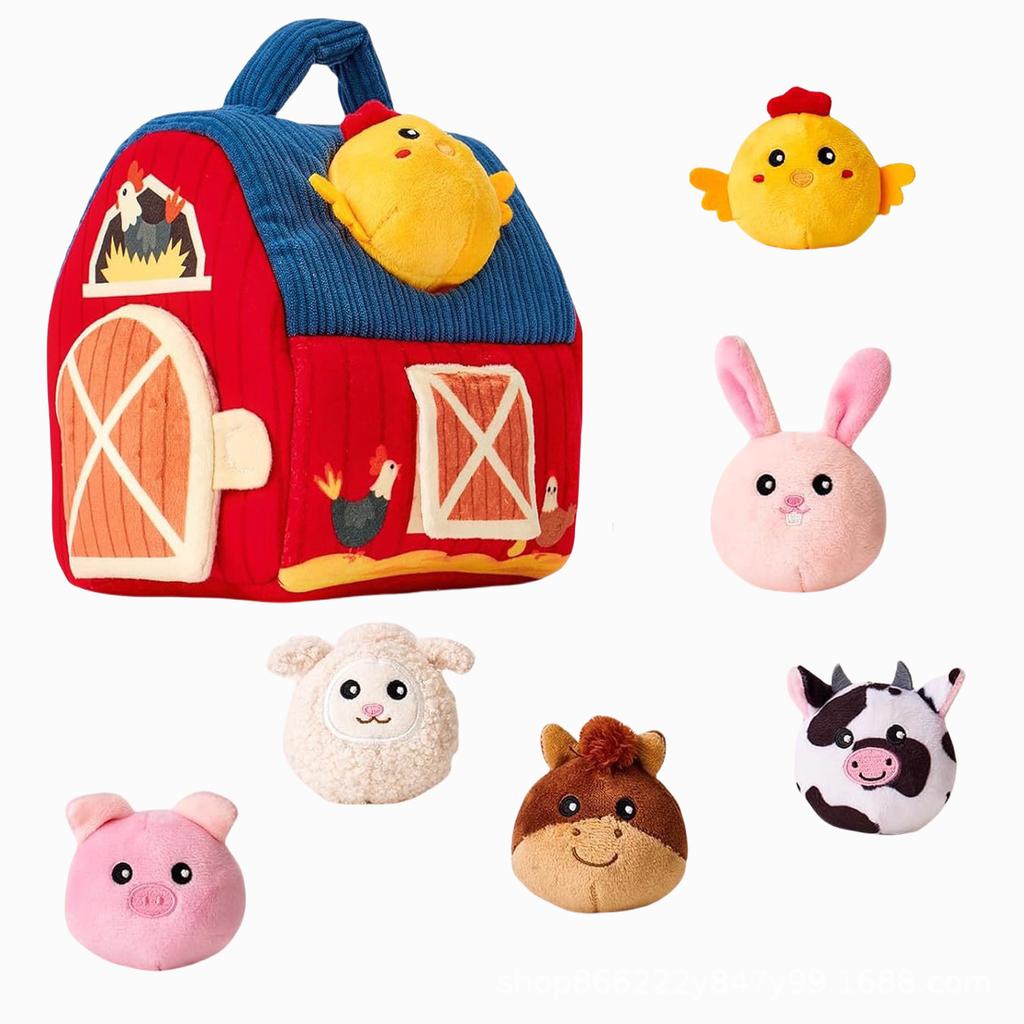 Baby Toys Barn Stuffed Farm Animals Rattle Crinkle Mirror Montessori Toys for Baby Sensory Balls Toddlers Stocking Stuffers