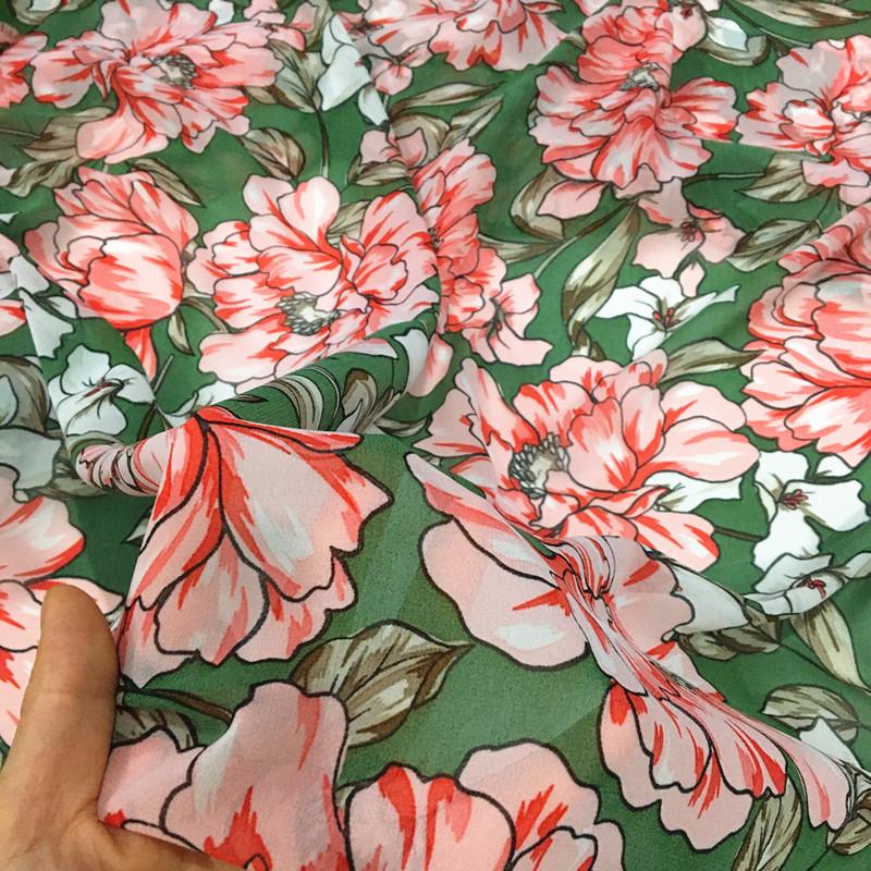 100x150cm Micro-transparent Floral Pearl Chiffon Fabric for Clothes Dress Shirt Diy Sewing Flower Printed Cloth Soft