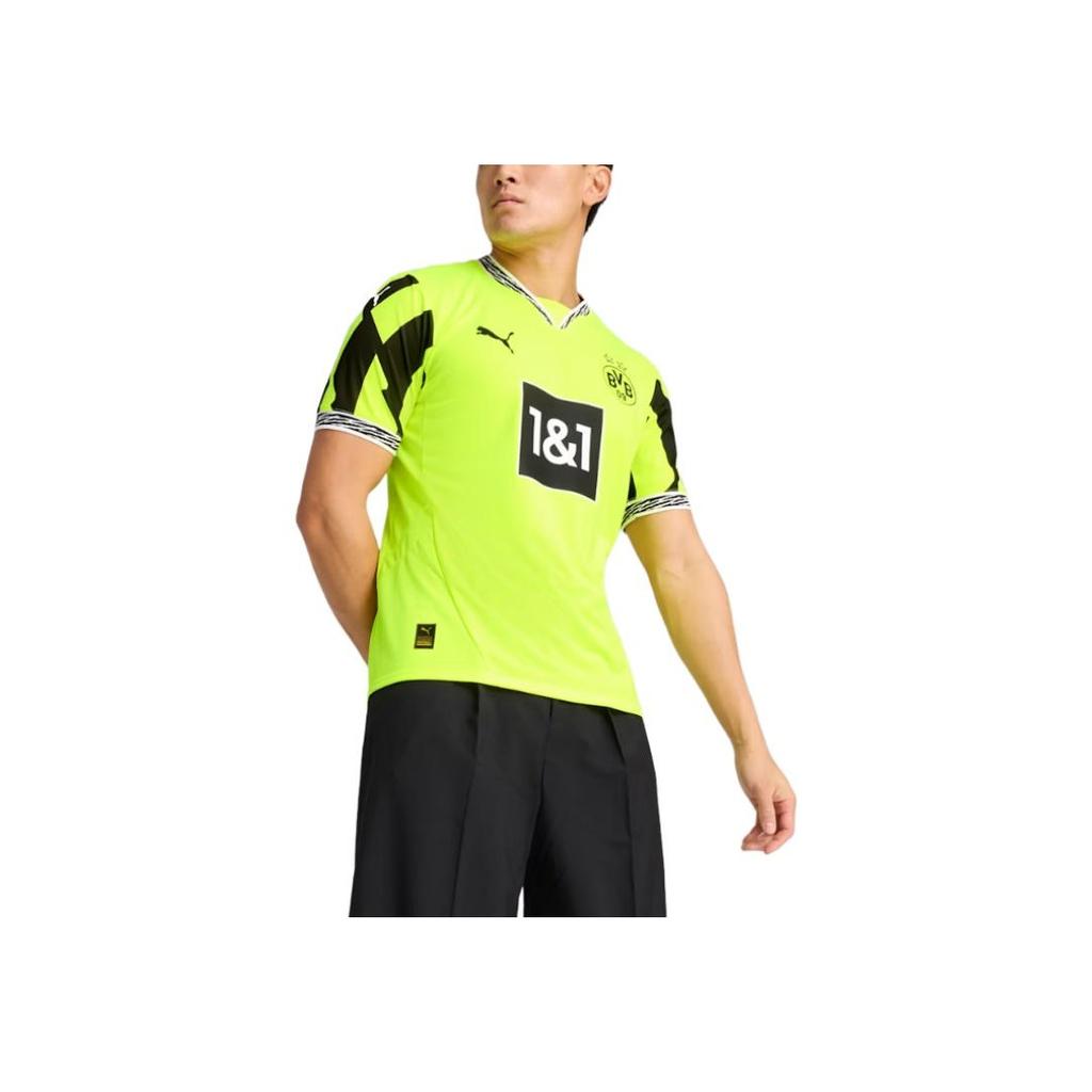 Puma Borussia Dortmund Bvb SS25 Semplice Felpa Comoda Manica Corta Maglia da Calcio Uomo Top Giallo Nero 775350-04