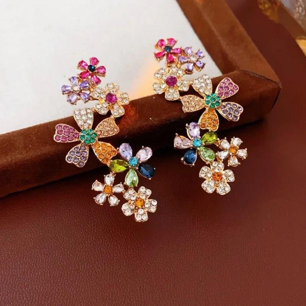 Colorful Design Zircon Earrings Sweet Style  Earrings  Personality Expression