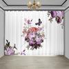 Cortina china con diseño de flores y pájaros para sala de estar, con diseño de mariposas y flores, con pintura de tinta, para ventana, 2 unidades