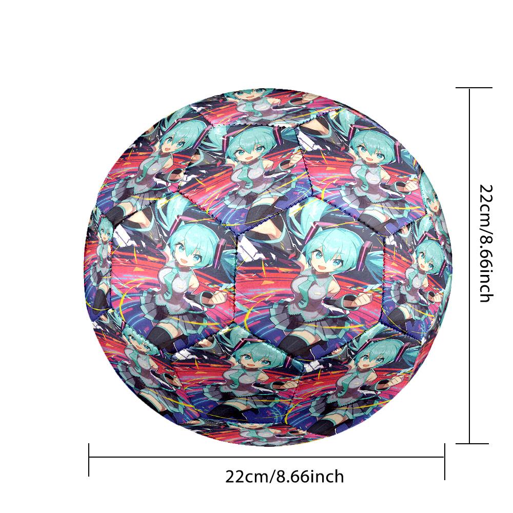 Miku Anime Indoor Soccer Ball Size 5 Colorful All Ages Machine Stitched PVC Competition Ready Durable High-Bounce