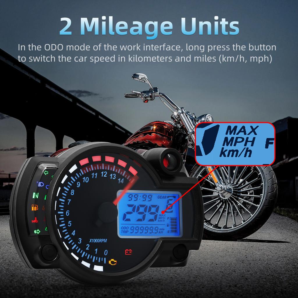 Universal Digital Motorcycle Speedometer 7 Colors Auto LCD Digital Odometer Dirt Pit Bike Gauge Moto Dashboard Meter