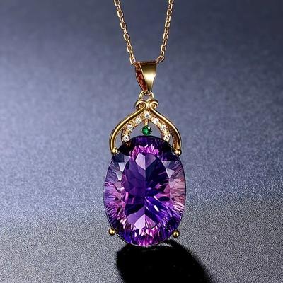 Yunjin Heißer Verkauf Damenmode Luxus Amethyst Anhänger Halskette Amethyst Edelstein Halskette