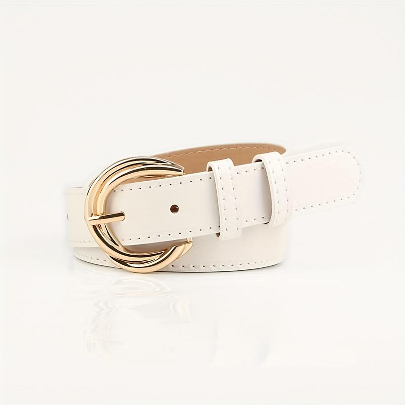 

1pcs Women s Belt Fashion Classic Buckle PU Leather Belt Casual Versatile Golden Buckle Lady Belt- Pair with Jeans, Pants, Dress 105cm белый